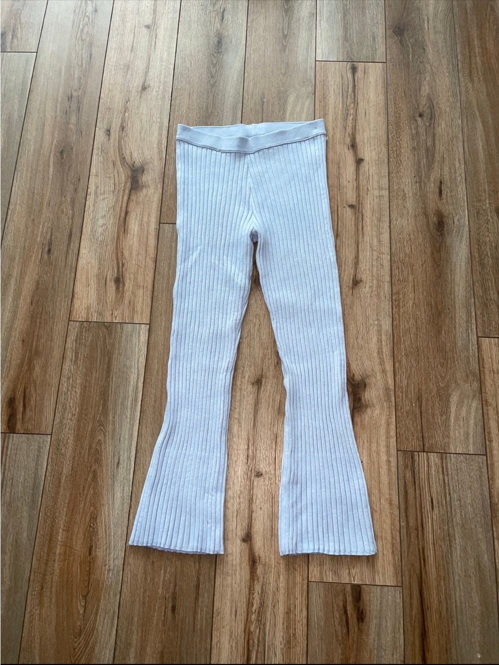 Aerie Light Blue Knit Ribbed Flare Pants Medium